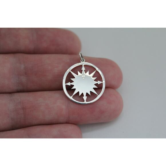 Sterling Silver Compass Pendant with Mountain Center Charm - Picture 6 of 10